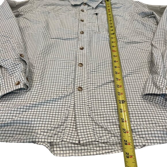 Eddie Bauer Tattersall Shirt Mens White Black Long Sleeve Nylon Size L - Picture 6 of 12
